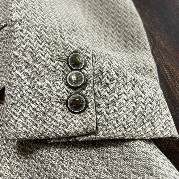 Escada Neutral Herringbone Blazer Cream Tan Margaretha Ley Vintage 36 2 button - Picture 6 of 15